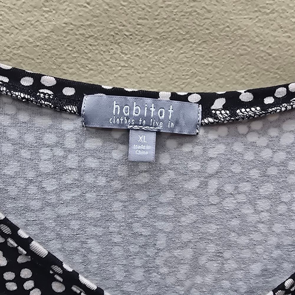 Habitat Core Travel Circles & Dots Seamed V-Neck Tunic Top Black White Size XL - Picture 4 of 6